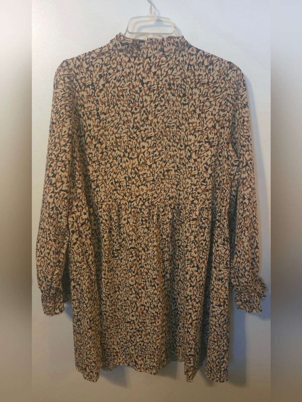 SHEIN Tan and Black Animal-Print V-Neck Dress - Picture 2 of 8